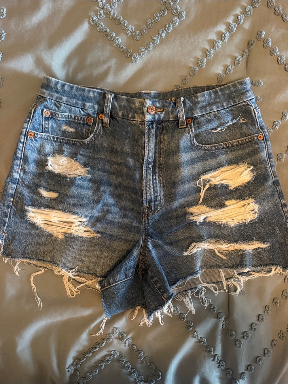 American Eagle Outfitters Distressed Blue Denim Cutoff Shorts